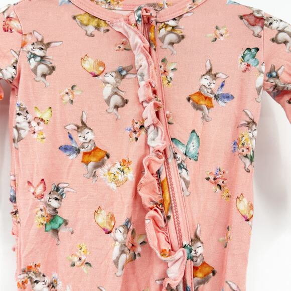 Posh Peanut Baby Girls Betty Bunny Rabbit Bamboo Ruffled Zippered Footie Size NB - Picture 3 of 9